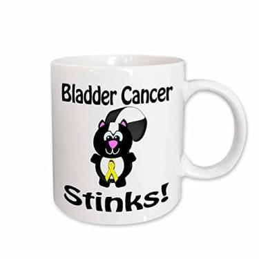 Imagem de 3dRose Caneca de cerâmica Bexder Cancer Stinks Skunk Awareness Ribbon Cause Design, 325 ml, branca