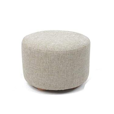 Imagem de Banqueta de apoio para os pés/apoio para os pés banco baixo moderno minimalista banquinho de sofá, tecido de linho fácil de limpar, pernas de madeira maciça banqueta para pés (cor: cinza, tamanho: 1