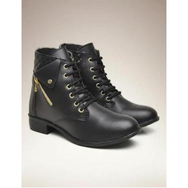 Imagem de Bota Feminino Coturno Montaria Cano Curto Zíper Confortável - Bella Di