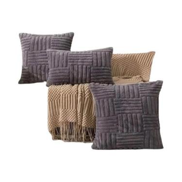 Imagem de Capa De Almofada De Pelúcia Falsa Boho Branca Creme Luxuosa E Macia Pa