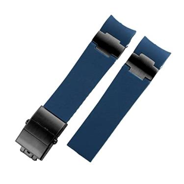 Imagem de TPUOTI Pulseira de relógio de borracha de silicone, para Ulysse Nardin 263 DIVER, pulseira de relógio de cinto impermeável de 22 mm (cor: B azul preto, tamanho: 22 mm)