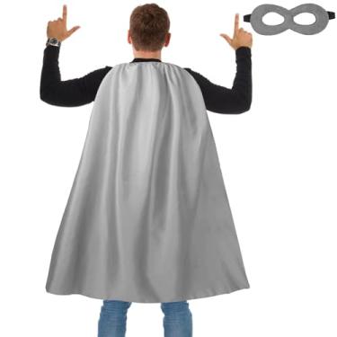 Imagem de Dajiahao Capas e máscaras de super-herói adulto - Capas de vampiro de Halloween, capas para adultos, cosplay, festa à fantasia, Prateado, 120cm