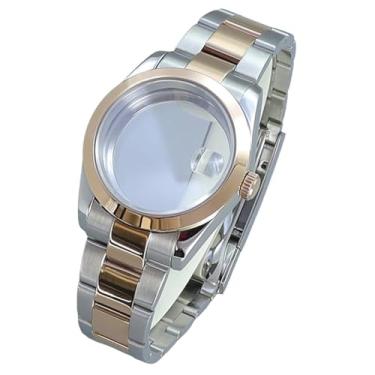 Imagem de FEIYASHI Caixa de relógio masculina à prova d'água de aço inoxidável ouro rosa de 36/39 mm para movimento NH35/34/36/38 Miyota8215, Tampa inferior de vidro 5, 36mm+For NH35/34/36/38 Movement, Caixa de