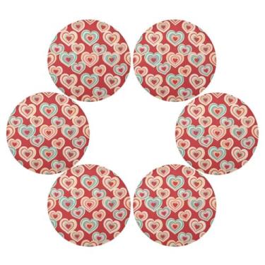 Imagem de Wassud Jogo americano conjunto de 6 tapetes de mesa redondos para cozinha e jantar tapetes laváveis resistentes ao calor para decoração de mesa 39 cm