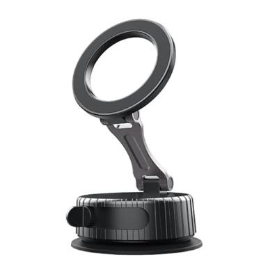 Imagem de Suporte magnético para carro, mini dobrável universal com sucção forte suporte para carro, suporte de mesa circular (preto)