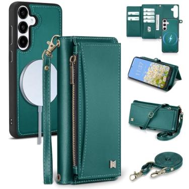 Imagem de BLISLIAR Capa carteira para Samsung Galaxy S25 com suporte para cartão/carteira/alça transversal | Bloqueio RFID | Magnético | Suporte | Destacável | Capa de telefone de couro PU para Galaxy S25,15,7