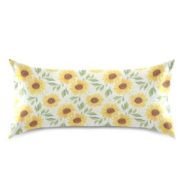 Imagem de Wassud Fronha de cetim girassóis amarelos para cabelo e pele fronhas de seda lisa king size respiráveis com fecho de envelope