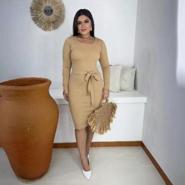 Imagem de Vestido Plus Size Tubinho Faixa Moda Evangélica Feminina - Miss Flower