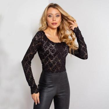 Imagem de Blusa cropped susie renda feminino - Susie Modas, Preto, P, 10 unidade