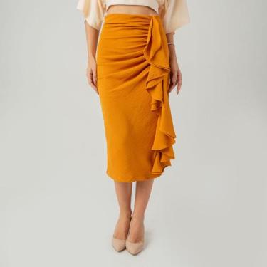 Imagem de Saia susie midi babado feminina - Susie Modas, Amarelo, G