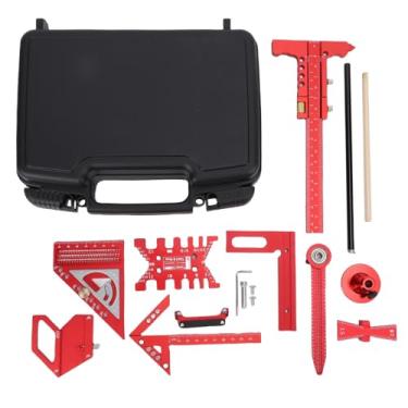 Imagem de Generic Kit de Ferramentas de Medição para Carpintaria, 9 Peças de Réguas de Liga de Alumínio Com Caixa de Armazenamento para Escultura de Desenho de Emenda de Placa de Madeira,