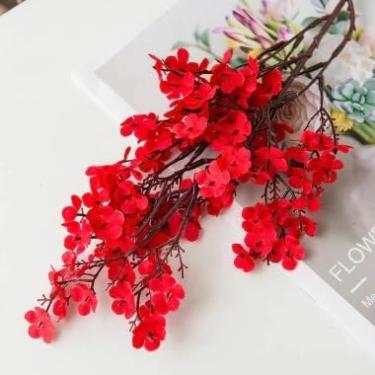 Imagem de Buquê de Cerejeira Artificial com Mosquitinho, 48cm, 5 Galhos, Flores Artificiais Decorativas para Arranjos, Casamento e Decoração de Casa(Vermelho,Kit com 2 Unidades)