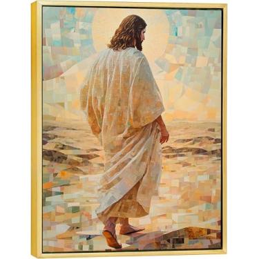 Imagem de Quadro Canvas com Moldura Flutuante, Jesus, Arte Para Quarto, Sala, Corredor (40x50cm)