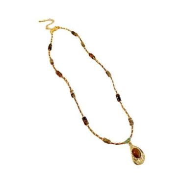 Imagem de Colar Choker De Pedras Naturais Boêmias Com Pérolas Imitadas E Conchas