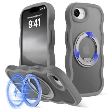 Imagem de Amzfield Capa magnética para iPhone 16e anel de 360°, cinza