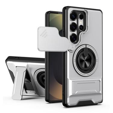 Imagem de SORAKA Capa para Samsung Galaxy S25 Ultra com suporte,proteção de lente com janela e capa dupla de PC e TPU compatível com suporte magnético para carro