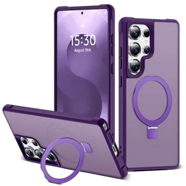 Imagem de SKYLMW Capa para celular compatível com Samsung Galaxy S25 Ultra com suporte de anel magnético translúcido fosco para S25 Ultra 6,9 polegadas [compatível com Mag-Safe] [ótima sensação de aderência