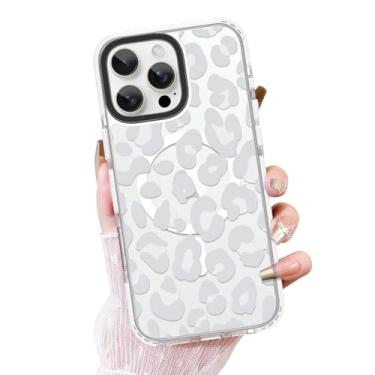 Imagem de OOK Capa transparente para iPhone 16 Pro Max, lindo design de estampa de leopardo branco macio TPU macio protetor de policarbonato rígido à prova de choque para mulheres meninas capa de telefone