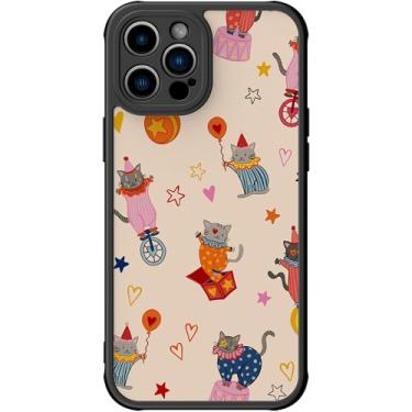 Imagem de DEENAKIN Capa fofa para iPhone 12 Pro Max, capa rígida floral estética, compatível com Magsafe, capa protetora fina moderna exclusiva retrô coquete ocidental para mulheres e meninas, circo gato