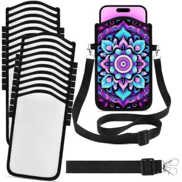 Imagem de iFForce Bolsa de telefone em branco com sublimação dupla face | Bolsa tiracolo ajustável com mãos livres para viagens, academia, trabalho, caminhada | Capa de neoprene leve à prova d'água