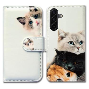 Imagem de Bcov Capa para Galaxy A17 5G, capa carteira flip de couro de gato marrom fofo com compartimento para cartão e suporte para Samsung Galaxy A17 5G