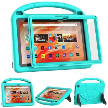 Imagem de Capa para tablet infantil para tablets de 10,1 polegadas, não serve para tablets iPad Sony de 10,1 polegadas, Patamiyari, leve, à prova de choque, com suporte protetor de tela - Ciano glacial
