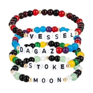 Imagem de KINFERTE Conjunto de 4 pulseiras inspiradas em produtos para dormir, conjunto de pulseiras inspiradas, para concerto, conjunto de 4 unidades, pulseiras elásticas da amizade, mercadoria, joias