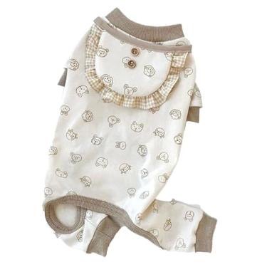 Imagem de SIWOTED Roupas para cães fofas Padrão roupas para animais de estimação quentes e confortáveis ​​de quatro patas com lenço para festa em casa (S)