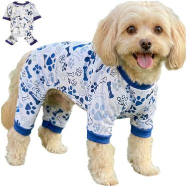 Imagem de Pijama de cachorro certificado macacão para cães pequenos, médios e grandes - respirável, elástico, adequado para a pele (marca líder global autêntica direto da fábrica) azul, PP