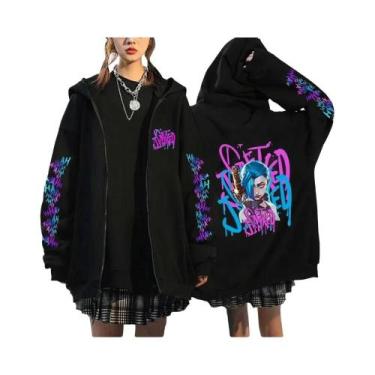 Imagem de Moletom Unissex Oversized Com Estampa De Graffiti Do Jinx Da Arcane, J