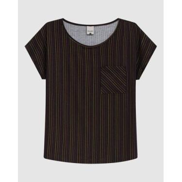 Imagem de Blusa Ampla Feminina Estampada Detalhe Bolso Frontal Em Viscose Stretc