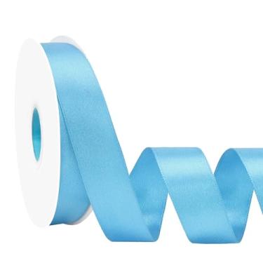 Imagem de Simplegoal Fita de cetim turquesa dupla face 2,5 cm x 50 metros fitas de poliéster turquesa para embrulho de presente, fita de tecido para artesanato, buquê de flores, costura, artes, decoração de