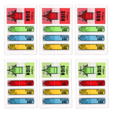 Imagem de 600 peças/6 pacotes, por favor, assine bandeiras de mensagem, por favor, assine aqui, etiquetas de seta, adesivos, abas de assinatura adesivas, notas adesivas para documentos, cadernos, casa