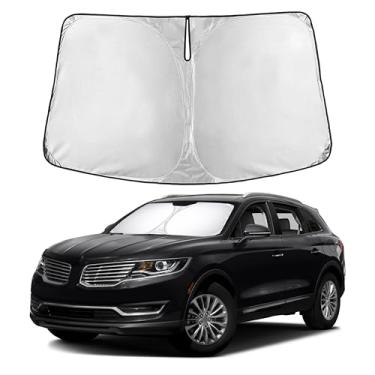 Imagem de EcoNour Para-sol de para-brisa para Lincoln MKX 2016–2021 | Persiana para janela frontal de ajuste personalizado | Bloqueia raios UV prejudiciais e reduz o calor | Viseira dobrável com bolsa de