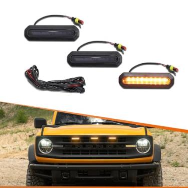 Imagem de ADIIL 3 peças de luzes de grelha âmbar LED para-choques dianteiro, lâmpadas de advertência, acessórios para Ford Bronco 2/4 portas 2021-2023 (não para versão esportiva)