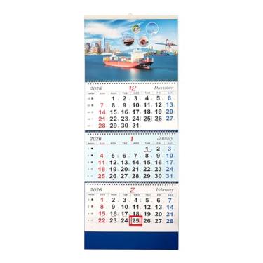 Imagem de Calendário de parede 2026, visualização de 3 meses, calendário de parede 2026, exibição vertical de 3 meses (dobrado em 1 mês), dezembro de 2025 a janeiro de 2027, planejador de ano grande para