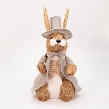 Imagem de Enfeite Coelhinho de Páscoa Coelho Em Palha Artesanal 37cm