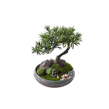 Imagem de SLGGPJBU Plantas falsas/plantas falsas 13,38 polegadas nova planta falsa chinesa simulação árvore jardim exterior casa escritório decoração árvore simulação bonsai artificial planta em vaso plantas