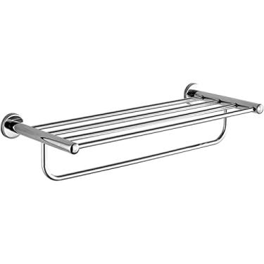 Imagem de HHHJQFAAT Toalheiro Toalheiro Toalheiro de banheiro Toalheiro de aço inoxidável, vaso sanitário de banheiro montado na parede dupla, comprimento 60 cm Prateleira de toalha de banheiro