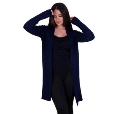 Imagem de Cardigan Manga Longa Canelado Casaco Kimono de Inverno Feminino-Feminino