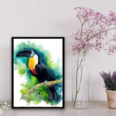 Imagem de Quadro Decorativo Tucano Aquarela 33X24Cm - Com Vidro