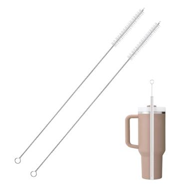 Imagem de Limpador de escova de palha extralongo 30,5 cm, limpadores de canudo para mamadeiras, canudos inoxidáveis/vidro/metal e copos de bico, escova de limpeza de palha extra longa para canecas Stanley de 40