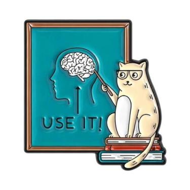 Imagem de Broche De Esmalte De Gato Sarcástico E Engraçado, Pin De Lapela Com Ci