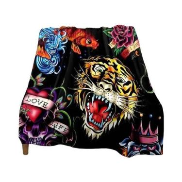 Imagem de Cobertor Com Estampa De Crânio De Tigre 3D, Macio, Confortável E Quent