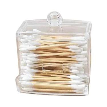 Imagem de Caixa Organizadora De Cotonetes E Discos De Algodão Com Tampa Para Ban