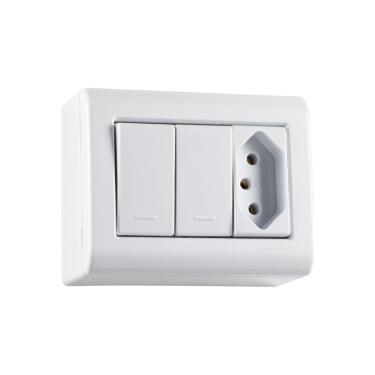 Imagem de Caixa de Sobrepor com 2 Interruptores Simples 10 A 250 V e 1 Tomada 2P+T 10 A 250 V Tramontina