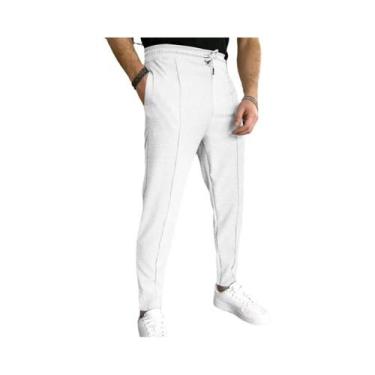 Imagem de Calças Esportivas Casuais Masculinas Slim Fit Em Waffle Com Cordão Aju