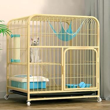Imagem de Canil interno para gatos – Caixa de arame de metal para animais de estimação com rodas universais, design elegante de villa para gatos pequenos, móveis internos ideais e espaço seguro para gatinhos