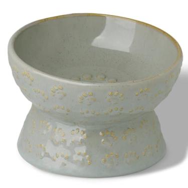 Imagem de GDCZ Tigela de cerâmica elevada para filhotes, tigela de água inclinada e elevada de 142 g, tigela para animais de estimação para cães pequenos, gatos gordos, gatinhos (cinza)