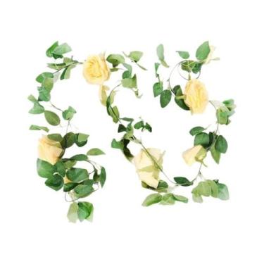 Imagem de Guirlanda Floral Artificial Rosa Pink 2/4m, Cordão De Flores Falsas Pa